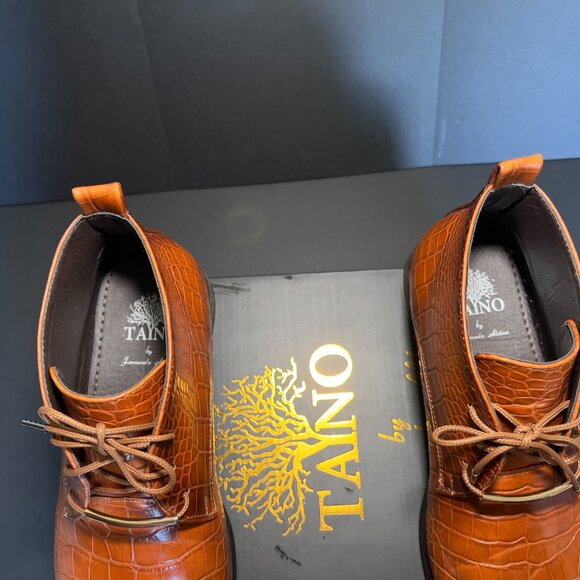 TAYNO | DRESS SHOE BOOT | FAUX GATOR SIZE 9 ORANGE RUST COLOR | LACE UP - Picture 9 of 11